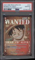 Monkey D Luffy One Piece Card Game OP03 Wanted Alternate Art #012 PSA 10