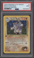 Brock's Rhydon Pokemon Gym Heroes Holo 1st Edition #2 PSA 9